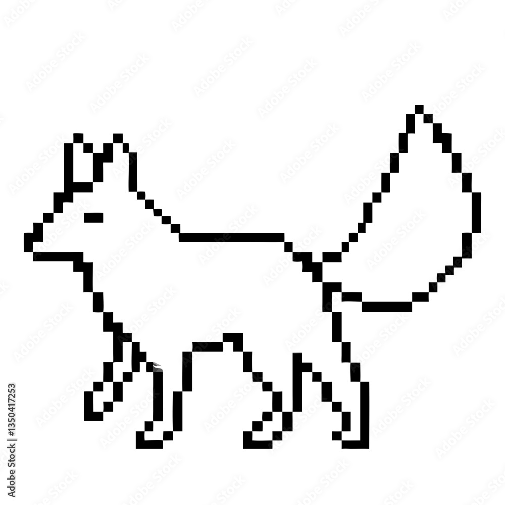 a pixelated fox walking with its tail up vector illustration a pixelated fox walking with its tail up vector illustration