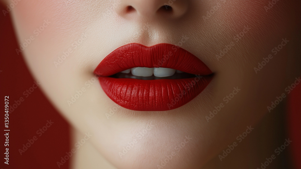 Fototapeta premium Mesmerizing close-up of vibrant red lips against a striking backdrop capturing the essence of beauty and elegance