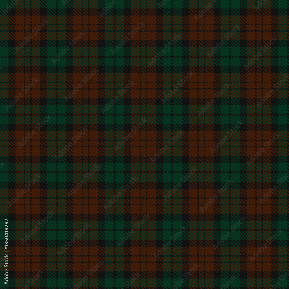 Green, Black, Brown Tartan Weave Pattern - Tile