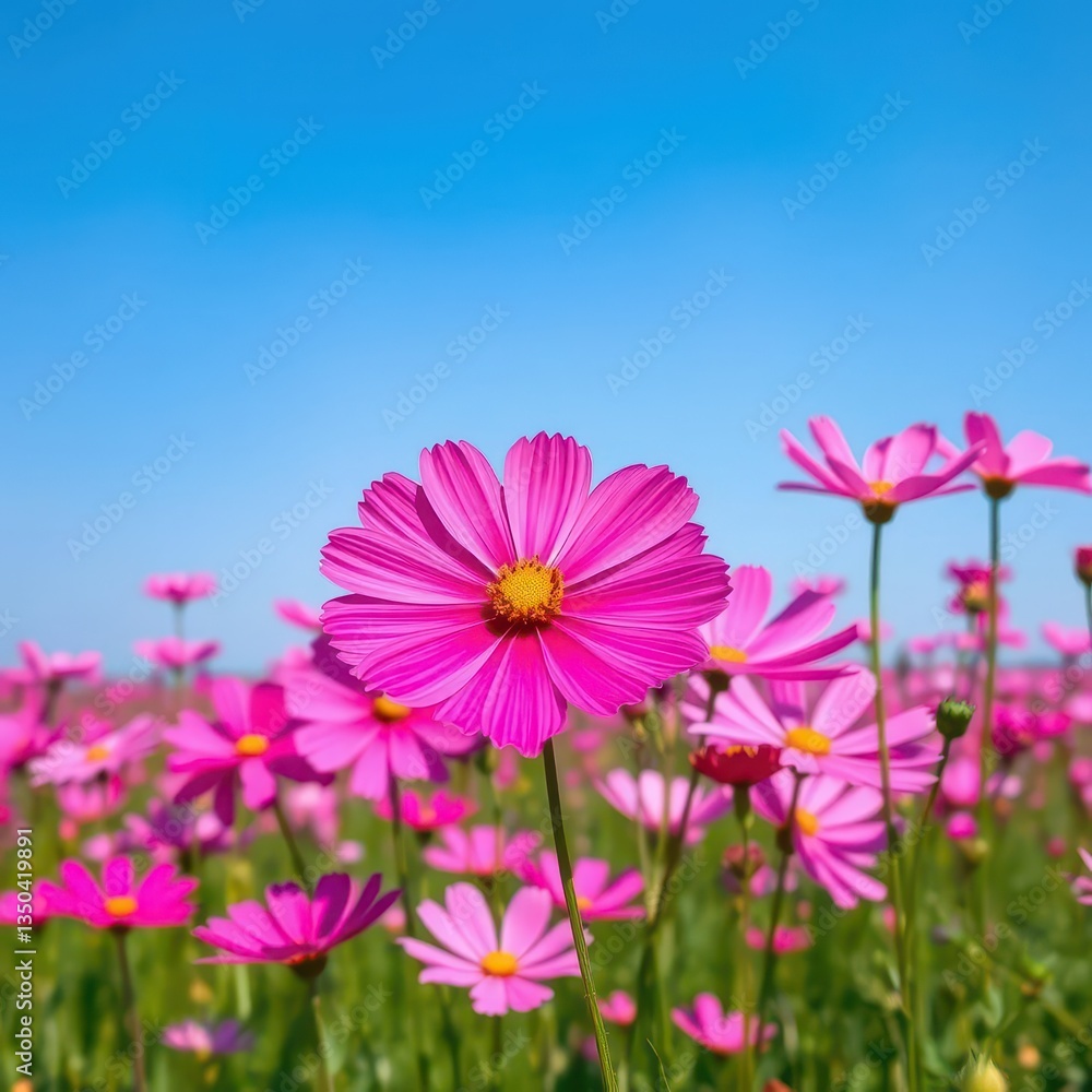 Vast field of pink cosmos flowers swaying gently in the breeze, spring, flower wallpaper Vast field of pink cosmos flowers swaying gently in the breeze, spring, flower wallpaper