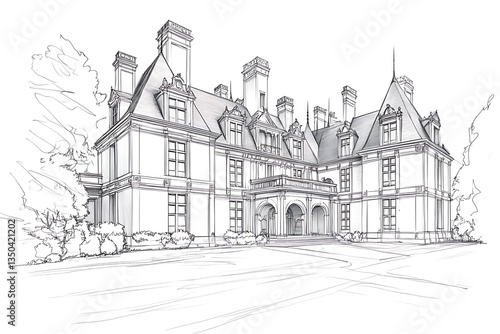 Grand Chateau Architectural Sketch.