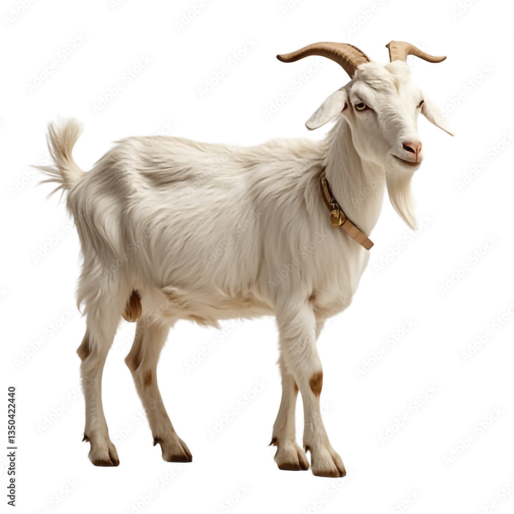 A white goat on a white or transparent background. A white goat on a white or transparent background.
