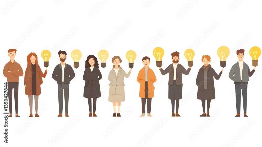 Exploring the Concept of Finding Brilliant Ideas: A Set of Creative Innovation Visuals Exploring the Concept of Finding Brilliant Ideas: A Set of Creative Innovation Visuals