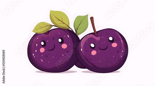 Wallpaper Mural Colorful and Playful Cute Cartoon Plum Vector Illustration for Children's Designs Torontodigital.ca