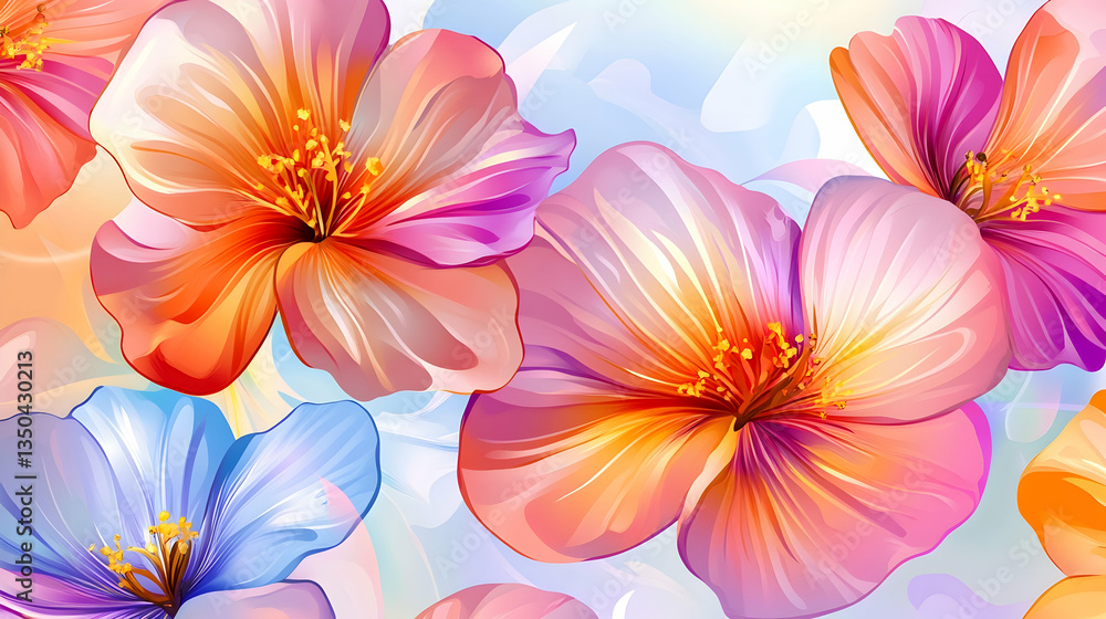 Vibrant hibiscus flowers, close-up, soft background, nature wallpaper Vibrant hibiscus flowers, close-up, soft background, nature wallpaper