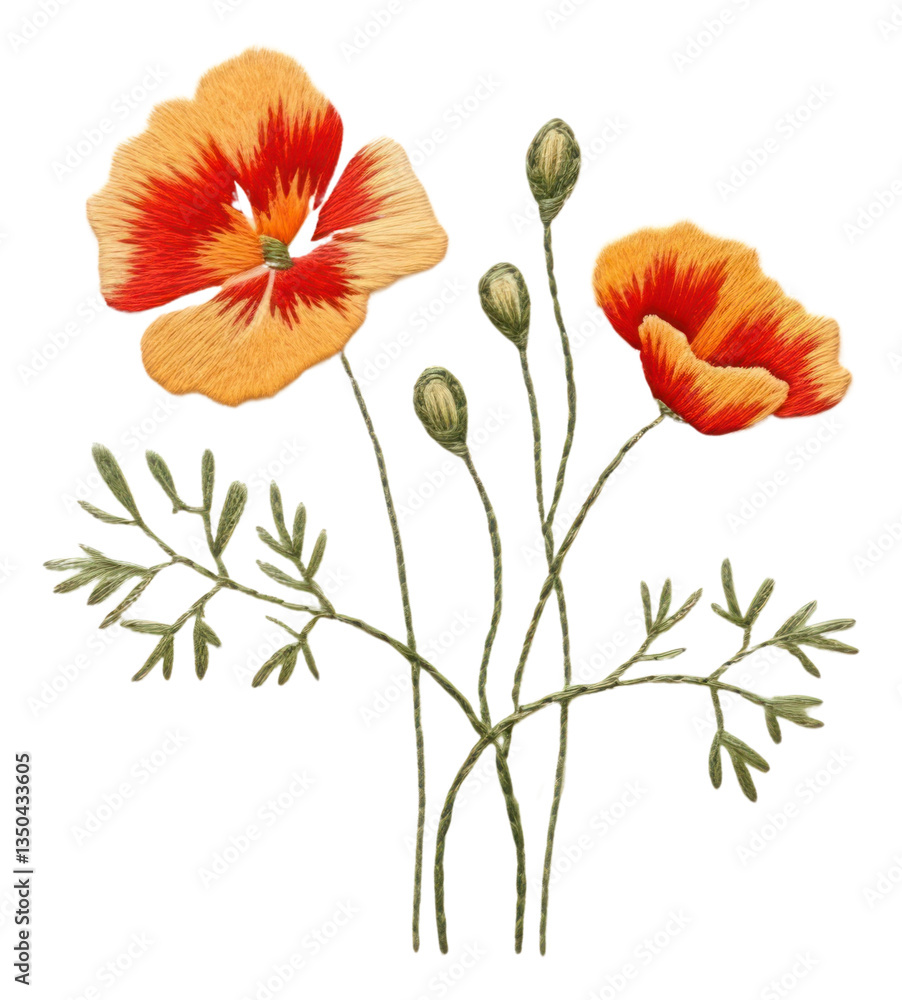 Obraz premium PNG The flower in embroidery style plant art inflorescence.