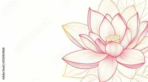 Pink lotus flower blossom, serene white background, elegant design, ideal for spa or wellness