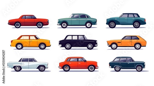 Diverse Range of Vehicles Showcasing Different Car Types for Transportation Concepts