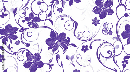 Purple floral pattern background design for website, textile, or packaging