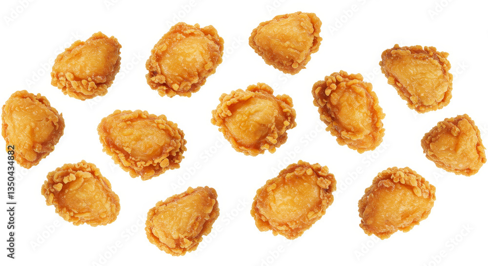 Crispy Fried Chicken Bites on White Background Crispy Fried Chicken Bites on White Background