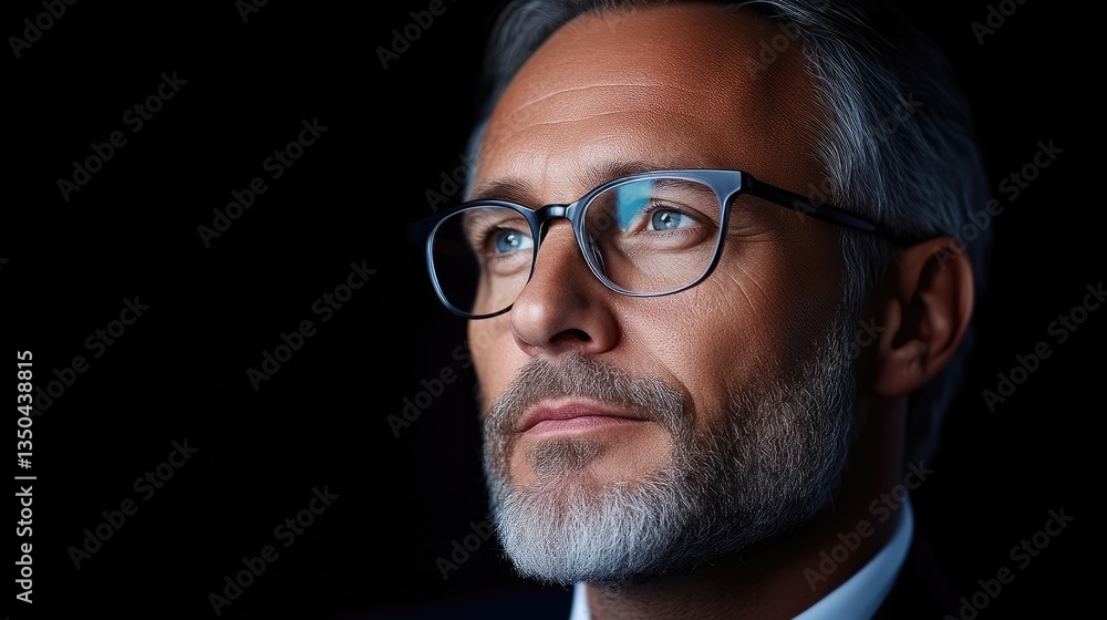 Thoughtful mature man in glasses Thoughtful mature man in glasses