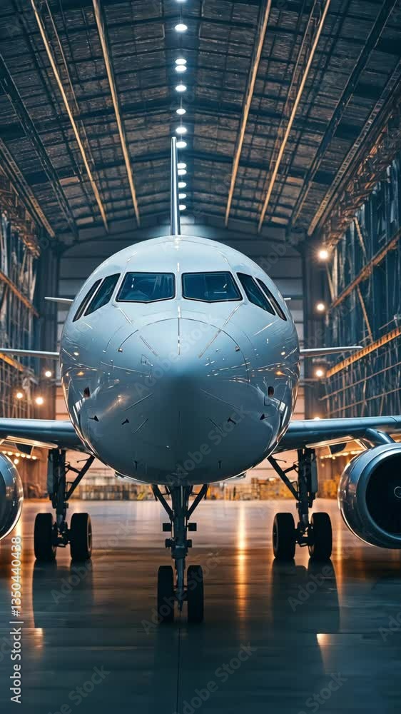 The aircraft is ready for overhaul at the hangar. The aircraft is ready for overhaul at the hangar.