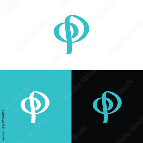 Abstract Letter P Logo Design with Three Color Variations Graphic