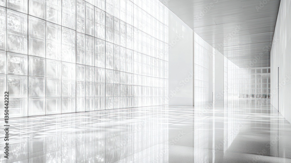 Modern White Hallway with Glass Walls. Possible use Architecture, Interior Design Modern White Hallway with Glass Walls. Possible use Architecture, Interior Design