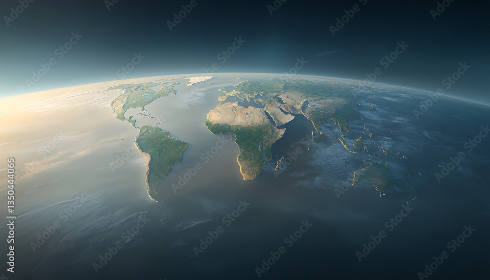 Fototapeta premium Sunrise Over Earth: Global Perspective.