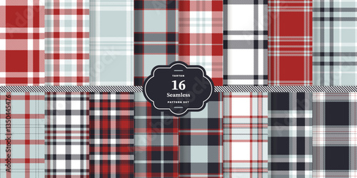 Mellow Amber and Cream Bisque Seamless Tartan Textile DesignSet of 16