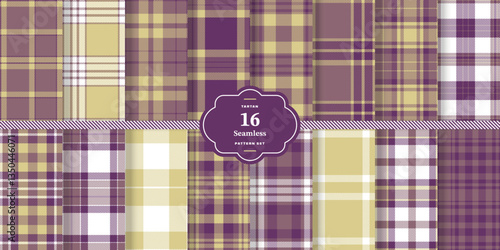 Rustic Auburn Seamless Tartan with Cream Bisque accents Textile DesignSet of 16