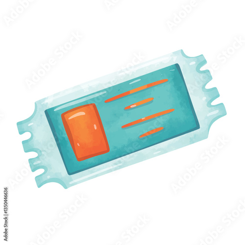 Ticket illustration vector, ticket clip art, tickets clip art, clip art ticket, hand drawn watercolor painting style