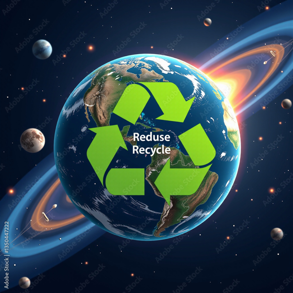 Fototapeta premium Global Recycle Logo on Earth