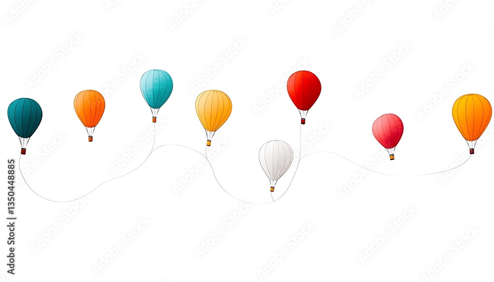 Colorful Hot Air Balloons Flight Path. Colorful Hot Air Balloons Flight Path.