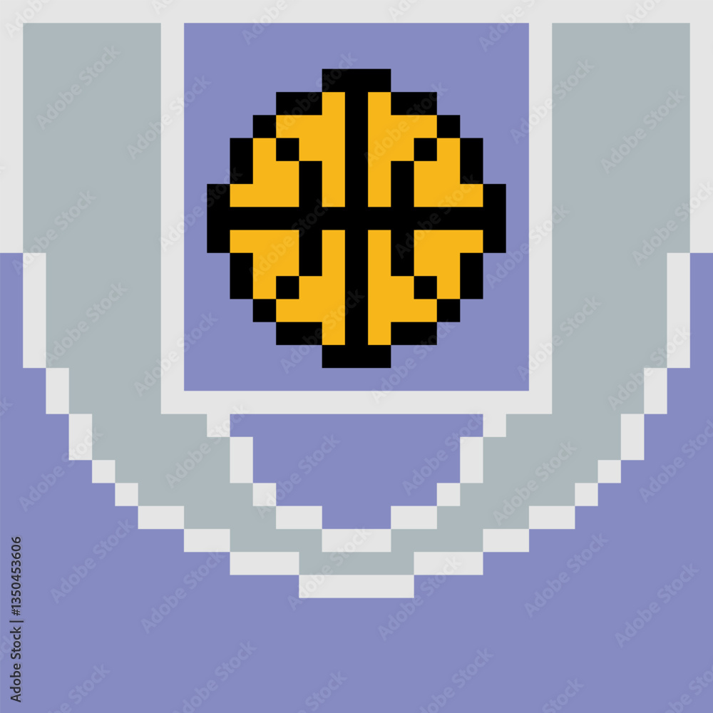 Basketball on basketball court with pixel art Basketball on basketball court with pixel art
