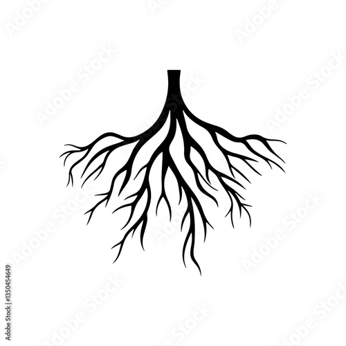 Tree roots silhouette vector flat illustration design.