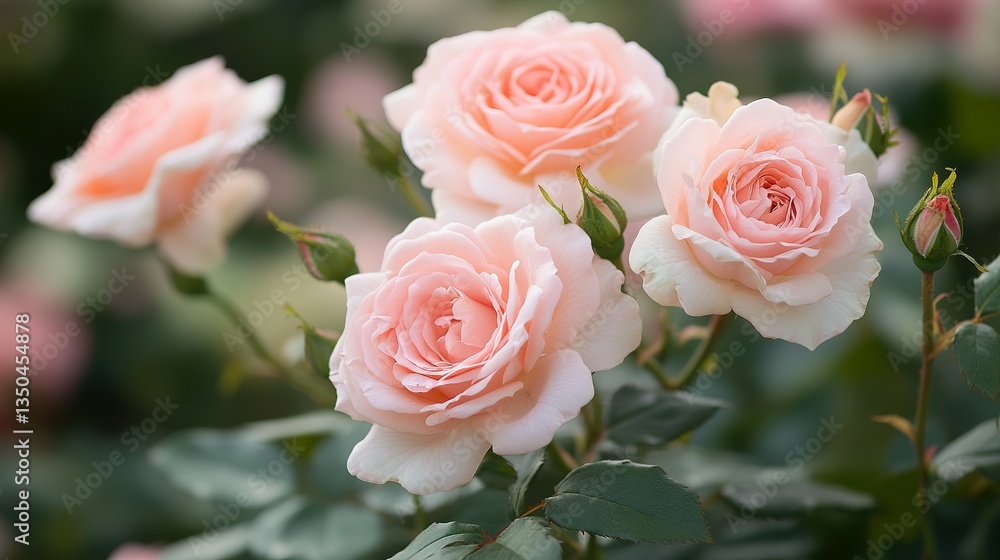 Beautiful roses display their petals of pink and soft colors Beautiful roses display their petals of pink and soft colors