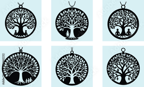 Family Tree Pendant silhouette vector