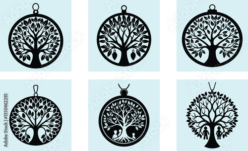Family Tree Pendant silhouette vector