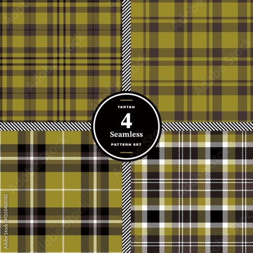 Modern Rustic Auburn & Cream Bisque Seamless Tartan Fabric Design Set of 4
