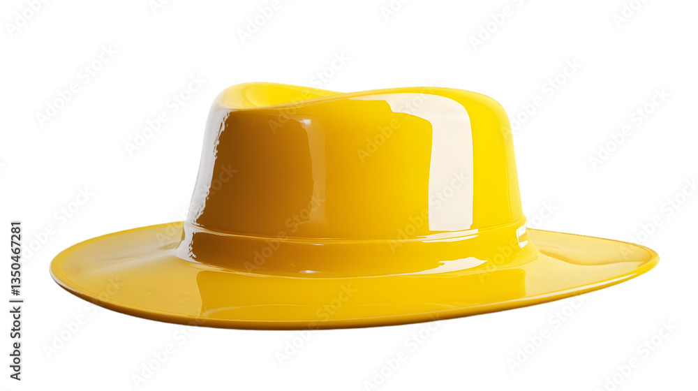 Yellow Glossy Hat on White Background Yellow Glossy Hat on White Background