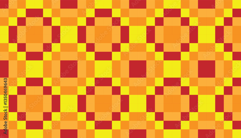 A yellow and orange pixel motif with a circular pattern that creates a retro-futuristic look A yellow and orange pixel motif with a circular pattern that creates a retro-futuristic look
