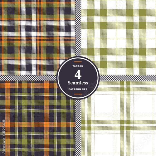 Plaid pattern seamless. Cream Bisque & Deep Burgundy Tartan Fabric Design. Set of 4