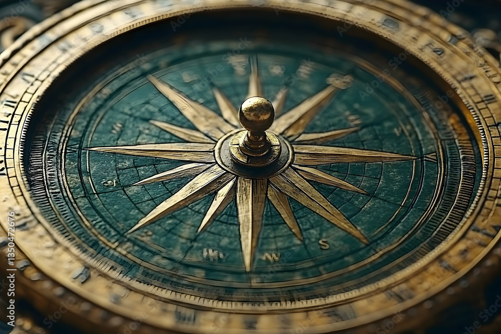 Fototapeta premium Antique Compass Center Detail