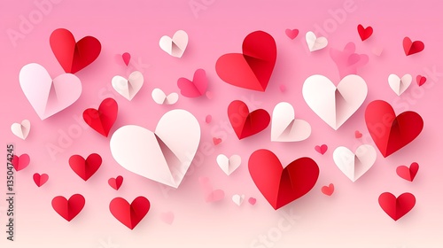 Pink hearts paper Valentines Day.