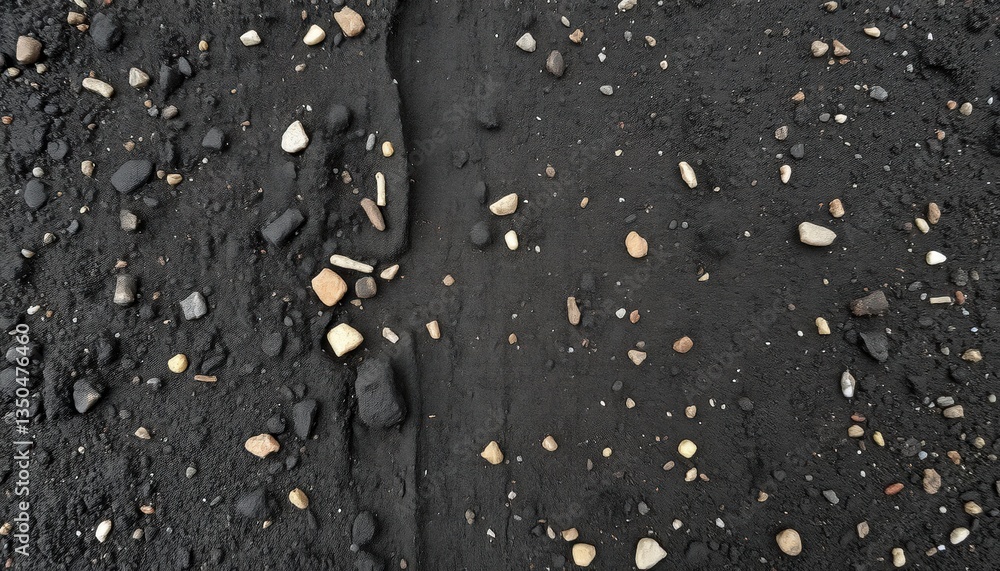 High-Detail Dark Soil Texture with Pebbles and Organic Matter