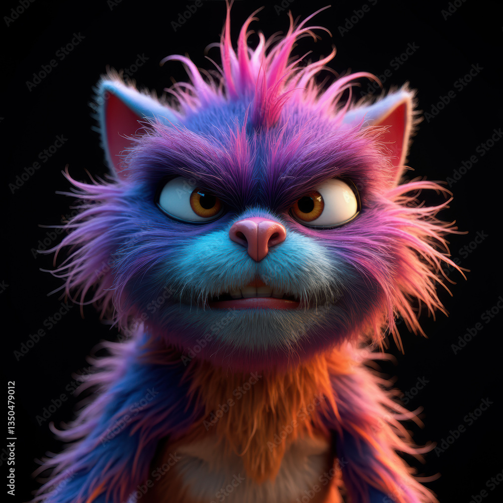 The Joyful Face of a Furry Beast with Vibrant Pinkish-Gray Fur The Joyful Face of a Furry Beast with Vibrant Pinkish-Gray Fur