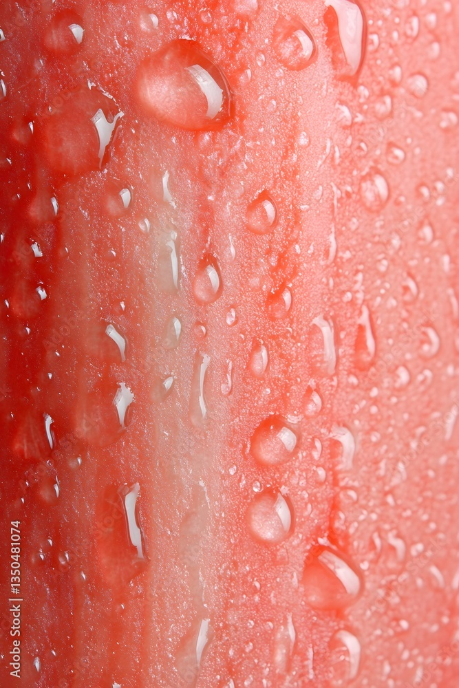 Closeup Red Watermelon Texture with Water Droplets Closeup Red Watermelon Texture with Water Droplets