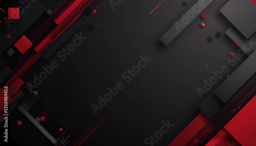 Abstract background with red accents and dark shapes creating a modern geometric design style