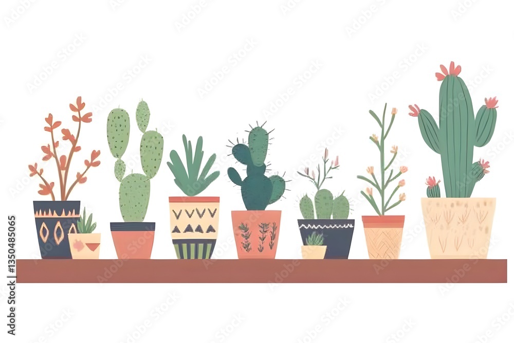 cactus in pots , Generative AI cactus in pots , Generative AI