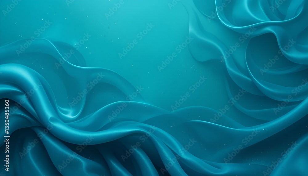 Abstract teal background with flowing fabric and small sparkles creating a soft and elegant design Abstract teal background with flowing fabric and small sparkles creating a soft and elegant design