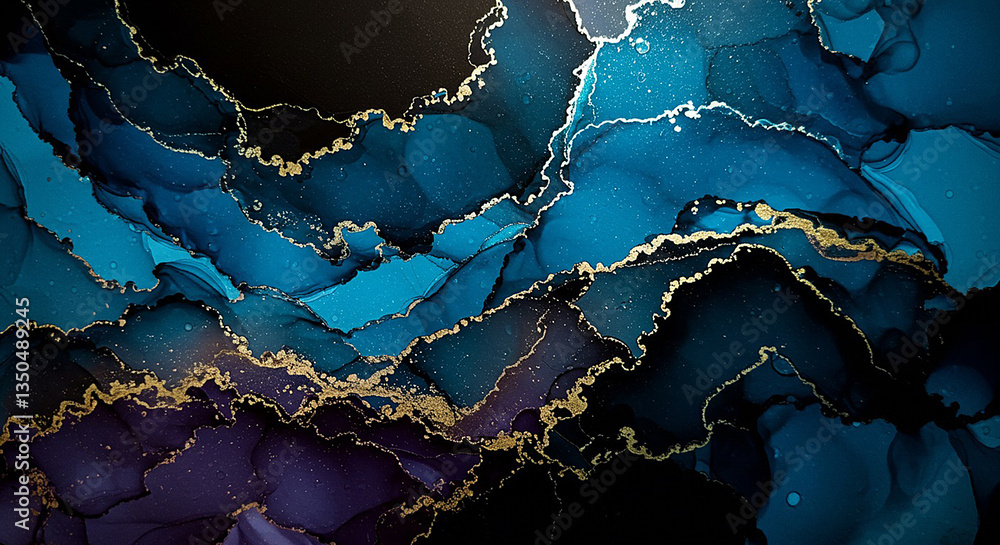 Obraz premium abstract dark and blue alcohol ink background
