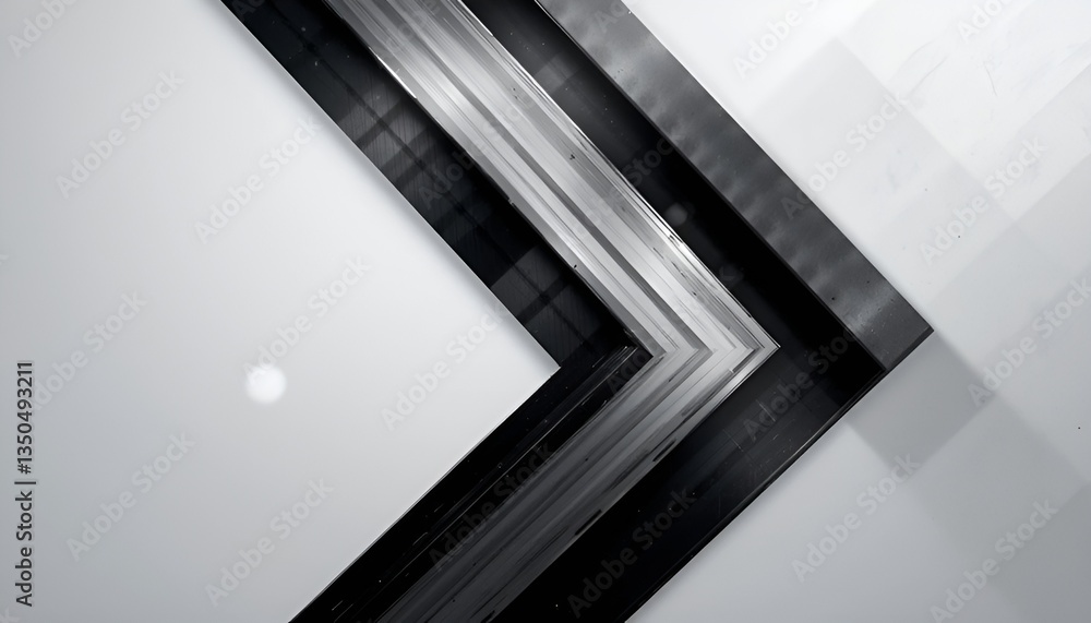Abstract black and white angled frame with multiple layers creating a geometric design look Abstract black and white angled frame with multiple layers creating a geometric design look