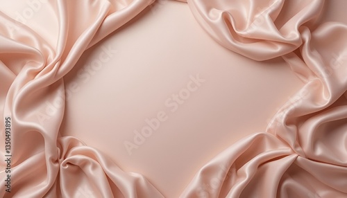 Wallpaper Mural Delicate peach silk fabric draped around a soft peach background creating a frame effect for text Torontodigital.ca