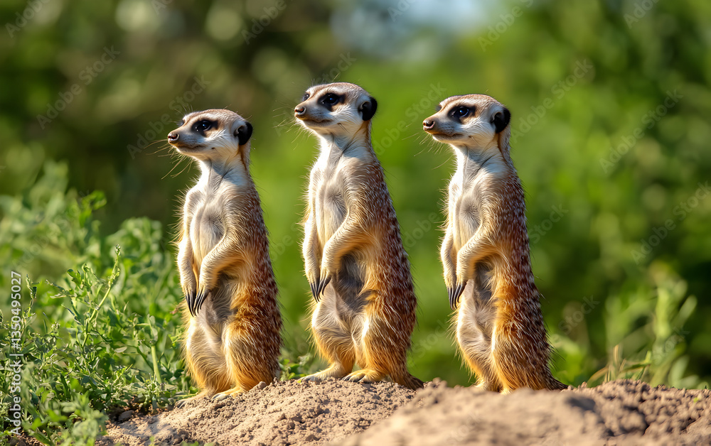 Meerkats in Group at Dusk Meerkats in Group at Dusk