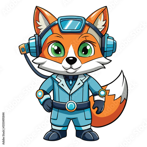 Cute fox character in futuristic outfit