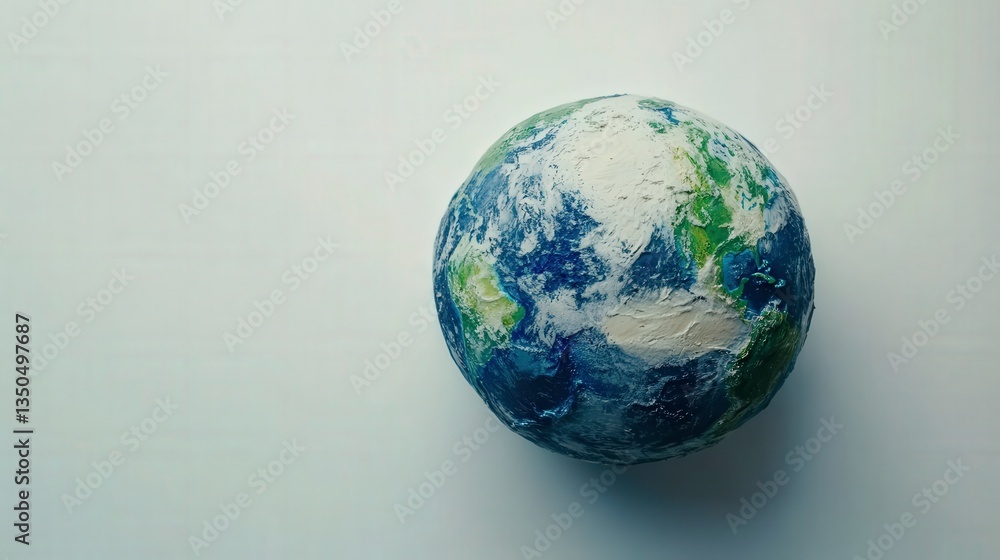 Pastel Globe with Green and Blue Tones on White Background Pastel Globe with Green and Blue Tones on White Background