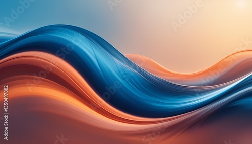 Abstract background with flowing blue and orange waves creating a dynamic and smooth visual effect