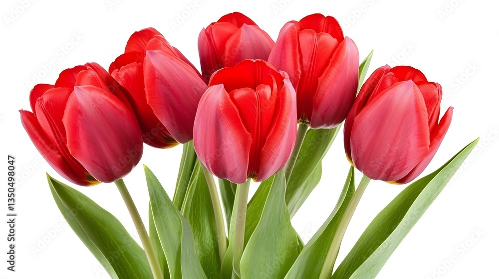 Fototapeta premium Vibrant Red Tulips Bouquet Closeup Spring Flowers
