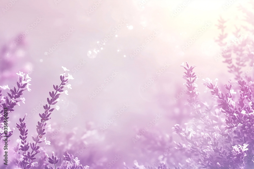 Naklejka premium Delicate Lavender Flowers on Soft Pastel Background for Serene Designs
